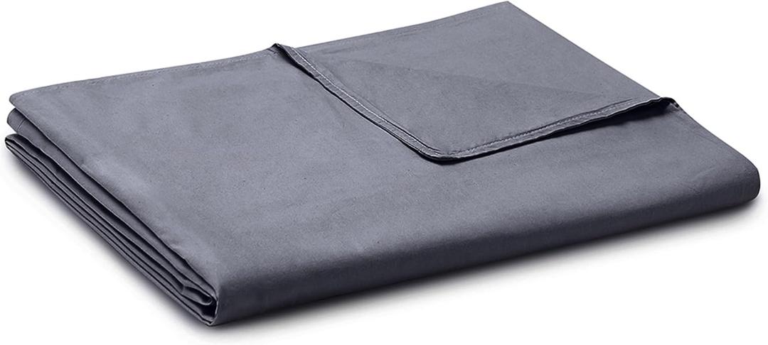 YnM Exclusive Cotton Duvet Cover for Weighted Blankets with 16 Strings (Dark Grey, 60"x 80")