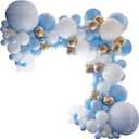 Blue White Gold Balloon Arch Garland Kit - 127pcs Latex Balloons Set for Graduation Wedding Birthday Baby Shower Party Decoration