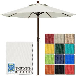 EliteShade USA 10-Year-Non-Fading 9Ft Market Patio Umbrella, UPF 50+ UV Protection Performance Sun Umbrella, Heavy Duty Commercial Grade Outdoor Table Umbrella with Crank & Tilt, Windproof Vented Top for Garden, Pool, Deck and Outdoor Playsets, White
