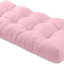 Bench Cushion 27 inches,Indoor/Outdoor Non-Slip Tufted Cushions, Premium Waterproof Linen, Soft Piano Sofa Cushions, Entryway Storage, Bay Window, High-Density Memory Foam(Light Pink-27x12x4in)