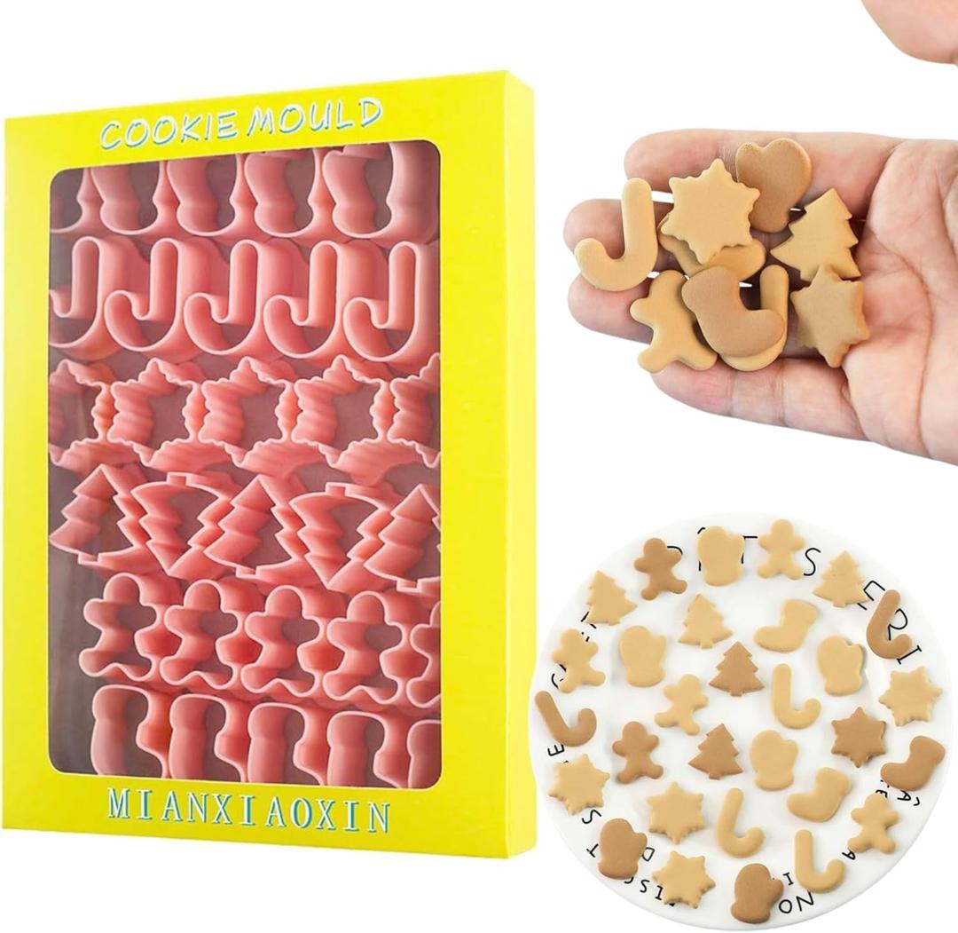 Mini Christmas Cookie Cutters Set, 6 Pieces, Holiday Shapes - Gingerbread Man, Tree, Snowflake, Candy Cane, Glove, Stocking (Christmas Cookie Cutters)