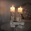 Crystal Candle Stick Holders 2-Pack, Clear Crystal Taper/Pillar Candles Holder Table Centerpieces for Party and Wedding Decoration(10.6inches Tall)