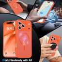 2 x Magnetic Shockproof for iPhone 17 Pro Case,[Camera Protection][Compatible with Magsafe][Non-Slip][Mil-Grade Protection]Slim Anti-Yellowing Translucent Matte Phone Case for iPhone 17 Pro,Orange