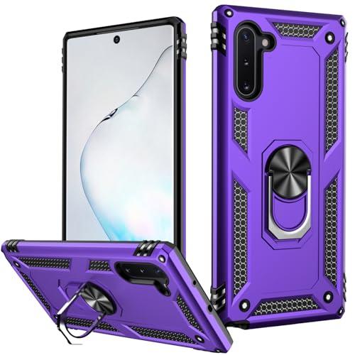 LUMARKE for Galaxy Note 10 Case,Pass 16ft. Drop Test Military Grade Heavy Duty Protective Phone Cover with Magnetic Ring Kickstand Compatible with Car Mount Holder Purple