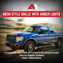AMERICAN MODIFIED Raptor Style Mesh Grill with Amber LED Lights and Emblem Base Compatible with 2009 to 2014 Ford F150 Models, Matte Black