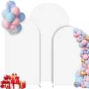 Set of 3 Wedding Arch Cover, 7.2ft, 6.6ft, 6ft White Spandex Arch Covers Stretchy Backdrop, Round Top Chiara Backdrop Cover for Wedding Birthday Party Baby Shower Banquet Decoration (White)