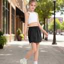 Girls Athletic Skirts Elastic Waist Active Skorts with Built-in Shorts Kids Ruched Tennis Skirts Black 11-12 Years (Black)