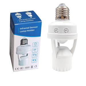 PIR Motion Sensor Light Socket, E26/E27 Smart Lamp Bulb Holder Adapter Auto On/Off Light Control Suitable for Garage Basement Porch Storage Room (1Pack)