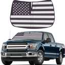 Upgrade Windshield Sun Shade with USA Flag for Ford F150 2015-2020, Foldable Windshield Sun Visor Blocks UV Rays