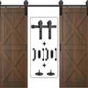 Arti-Life 10ft Heavy Duty Sturdy Sliding Barn Door Hardware Kit with Door Hook and 2 Handles, Double Door-Smoothly and Quietly, Easy to Install - Fit 1 3/8-1 3/4" Thickness & 30" Wide Door Panel