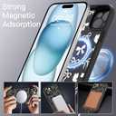 ZIYE Magnetic Case for iPhone 15 Plus 6.7 Inch [Compatible with MagSafe] Hard PC and Soft TPU Case with Black Bow Butterflies Anti-Scratch Shockproof Protection Phone Cover for Women - Black