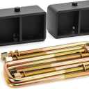 dynofit 3 Inch Rear Lift Blocks for Silverado 1500 Sierra 1500 2WD 4WD(2007-2024), Leveling Block Kit Compatible with Chevy GMC Pickup, Square Leaf Spring Axle Ubolt Kit