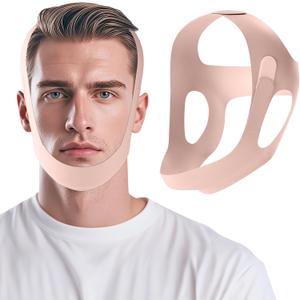 Chin Strap for Sleeping Comfortable Stop Snoring Solution, Snore Stopper Adjustable, Anti Snoring Devices Breathable and Reusable, Anti Snore Chin Strap for CPAP Users, Light Pink, M