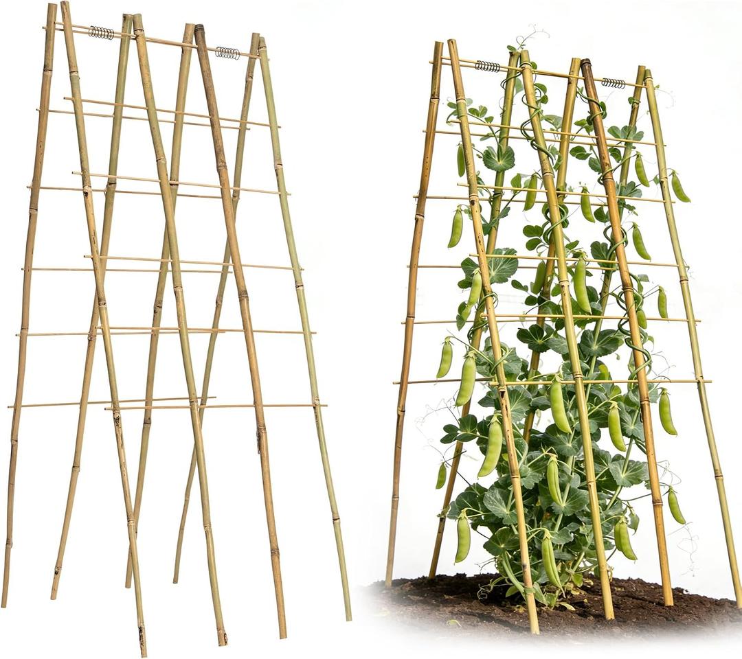 2 Pack 47''x18'' Bamboo Trellis for Climbing Plants Outdoor, Oltara A-Frame Foldable Garden Trellis for Cucumbers, Raised Beds, Tomatoes, Beans, Vegetables & Flowers Support