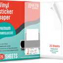 JOYEZA Premium Printable Vinyl Clear Sticker Paper for Inkjet Printer - 25 Sheets Translucent Waterproof, Dries Quickly Vivid Colors, Holds Ink Well - Inkjet & Laser Printer