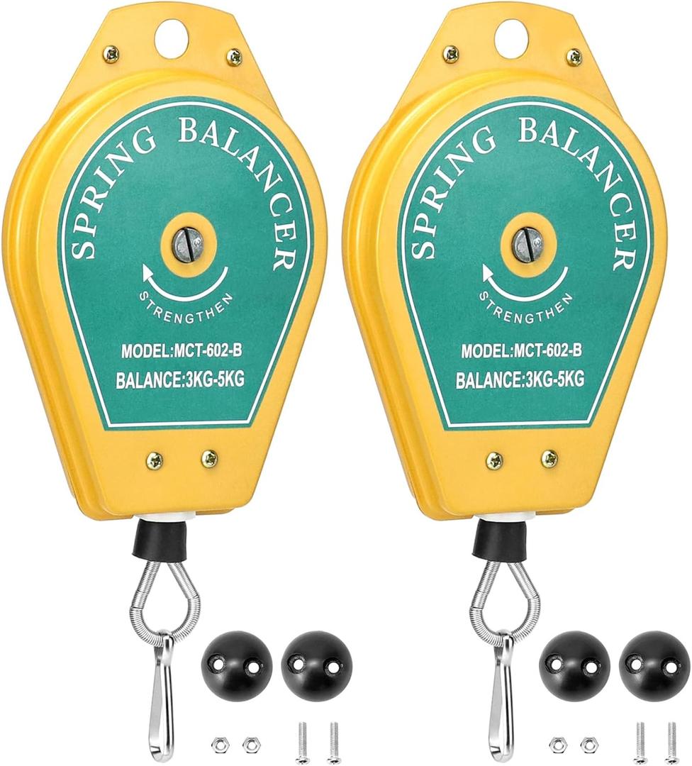 QWORK Spring Balancer, 2 Pack 6.6lbs - 11lbs Bearing Retractable Tool Fixture Holder for Assembly-line