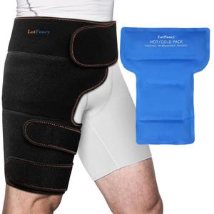 LotFancy Hip Brace with Hot Cold Pack, Hip Ice Pack Wrap for Women and Men, Groin Compression Wrap for Sciatica, Pulled Hamstring, Arthritis, Thigh Injuries, Bursitis Pain Relief