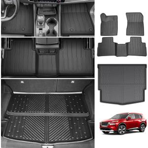 Floor Liner Compatible with 2021-2024 Nissan Rogue Cargo Mat TPE Floor Mat for 2021 2022 2023 2024Nissan Rogue Accessories(Cargo Mat+Floor Mat)