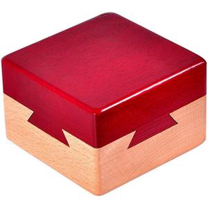 DC-BEAUTIFUL Impossible Dovetail Box Mini 3D Brain Teaser Wooden Magic Drawers Gift Jewelery Box Puzzle Toy for Adults (Small Red)