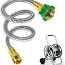 Short Garden Hose Connector 3FT, Metal Hose Connector for Hose Reel,304 Stainless Steel Male to Female Leader Garden Hose for Hose Reel
