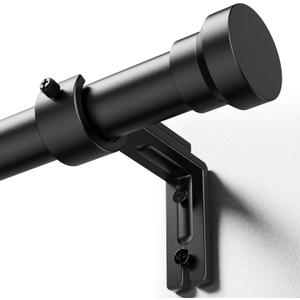 YaFex Curtain Rods 32-118 Inch, Heavy Duty 1 Inch Adjustable Curtain Rod for Windows, Black Long Window Treatment Rods, Modern Design, Easy Installation