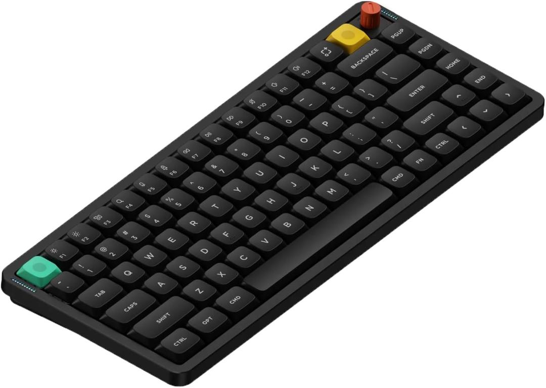 nuphy Air75 V3 Hot Swappable Wireless Mechanical Keyboard, 84 Keys 75% Custom Low Profile Keyboard with Knob, RGB Backlit, Gasket Mounted, Support Bluetooth/2.4GHz/USB-C,Black-Blush Nano