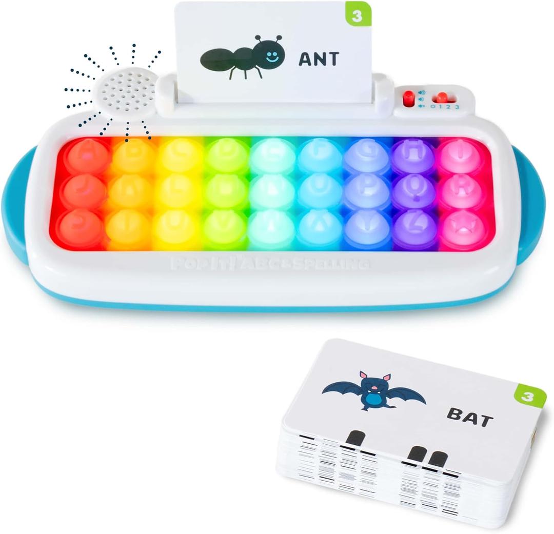 Chuckle & Roar Pop It! ABC & Spelling Keyboard Interactive Alphabet & Sight Word Learning Toy with LED Lights, Soft Sensory Keys, 3 Grow-with-Me Modes, Screen-Free Educational Toy for Kids
