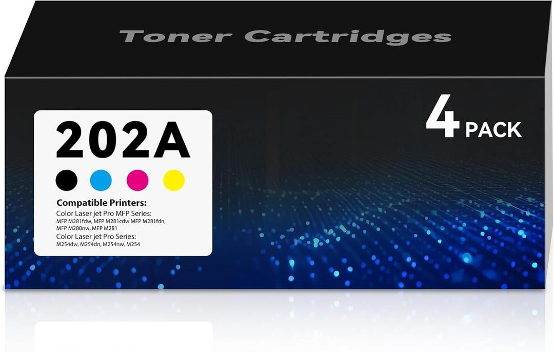 202A Toner Cartridges for Color Laser Jet Pro MFP M281fdw M281cdw M254dw Replacement for HP 202A 202X Toner Cartridge for Color Laser Jet Pro MFP M281fdw M281cdw M281fdn M281 M280nw M254dn M254nw, 4P (1Black+1Cyan+1Magenta+1Yellow)