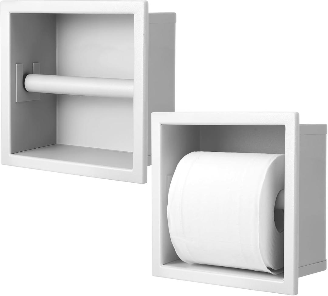 Honeydak Recessed Toilet Paper Holder 304 Stainless Steel Tissue Paper Frame Bathroom Storage in Wall Tissue Toilet Roll Holder Space Saving Restroom Napkin Frame (6.7 5.7  3'',Silver,1 Pcs)