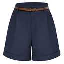 Belle Poque Women Bermuda Shorts High Waisted Wide Leg Shorts Comfy Shorts with Pockets (Dark Blue 325,S)