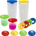 No Spill Paint Cups, 24pcs Paint Cups with Lids for Kids Suitable for Kids Paint, Spill Proof Paint Cups are Ideal for Classroom Art Supplies and Crafts, Durable Paint Cups with Lids(4 Colors)