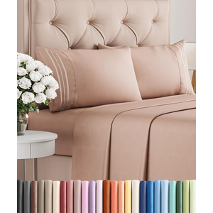Queen Size 4 Piece Sheet Set Comfy Breathable & Cooling Bed Sheets Set Hotel Luxury Bedding for Women, Men, Kids, Teens, Boys & Girls Deep Pockets, UltraSoft, Wrinkle Free OekoTex,  Mauve