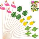 3 x Luau Party Decorations - 48 PCS Hawaiian Cocktail Picks | Tropical Party Favors Supplies Decor Accessories for Summer Beach Pool -Toothpicks for Appetizers Charcuterie Sandwich Cocktail Skewers Sticks