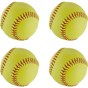 Official Size 12" Softballs - Fastpitch Practice & Training Balls, Leather Covered (4 Softballs)