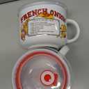 Old & Bold - 4 27 Oz Soup Bowls With Lids - Retro Soup Recipe Ceramic Mugs With Vented Lids and Handles - Version 2 - Pack of 2 - Microwave and Dishwasher Safe - For Soup, Instant Noodles, Cereal (V1)