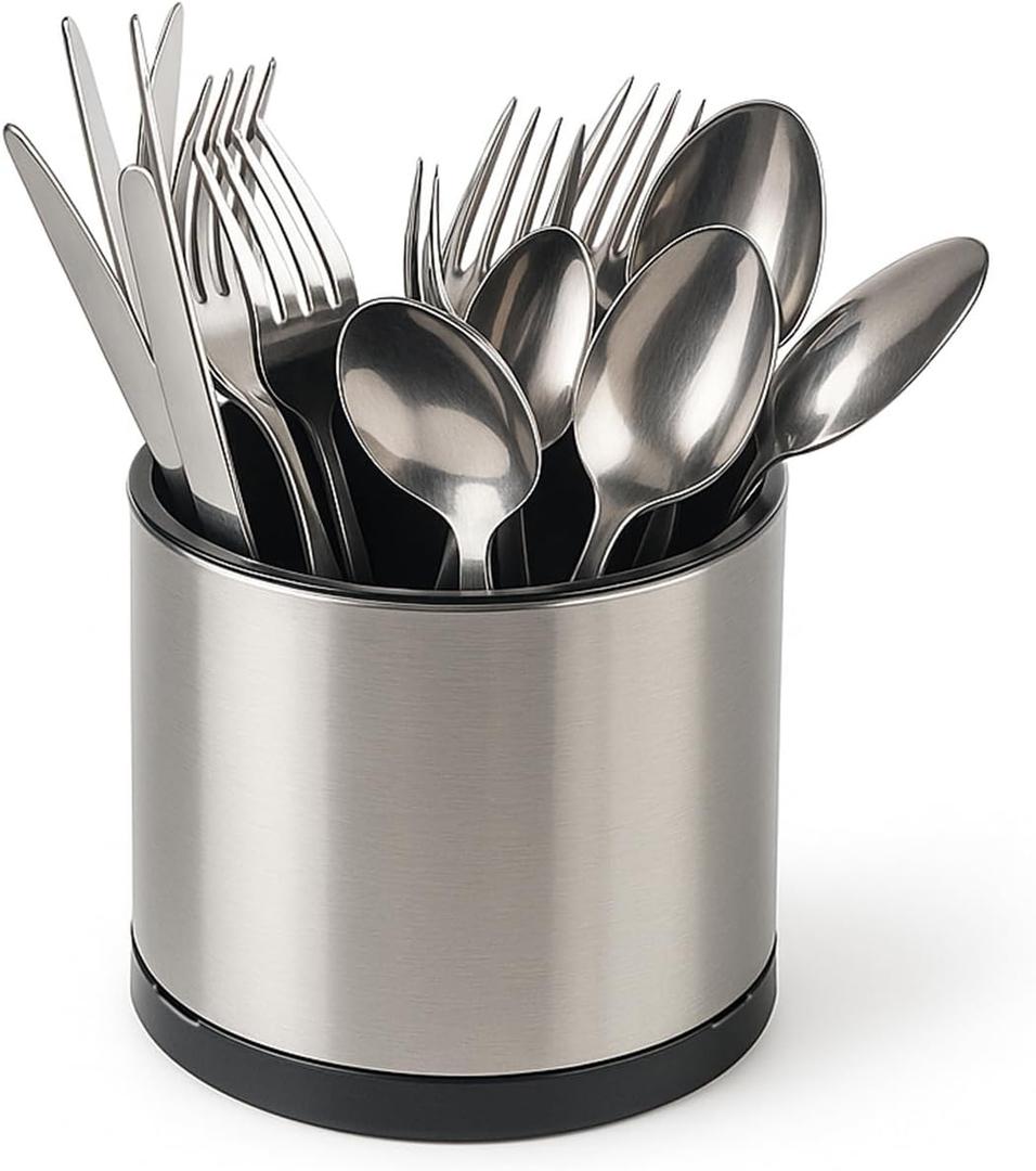 Utensil Silverware Holder, Kitchen Knife Fork Spatula Tableware Cutlery Organizer,Spoon Silverware Caddy Organizer Countertop Small Tray Storage 2025Version (Silverware Holder Silver)