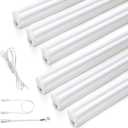 (6 Pack) 4FT T5 LED Integrated Fixture,6500K,20W,2800LM(Super Bright White) Linkable LED Shop Light,Garage Ceiling and Cabinet Light,Strip Light,Corded Electric with ON/Off Switch