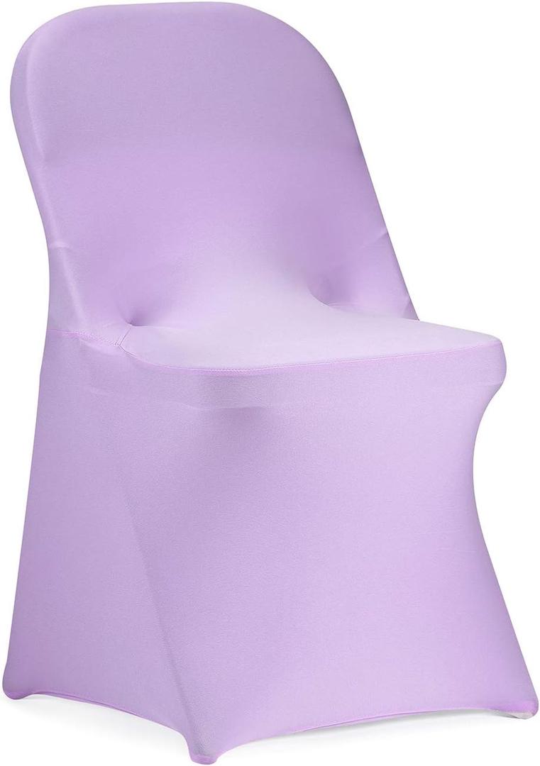 Peomeise Stretch Spandex Folding Chair Cover for Wedding Party Dining Banquet Event (Lavender,12pcs)