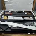 OffiGo 55 Inch L Shaped Electric Standing Desk with Keyboard Tray, Reversible Height Adjustable Corner Computer Desk with Monitor Stand, Sit Stand Up Lift Table for Home, Office, Carbon Fiber Black