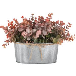 Dahey Artificial Eucalyptus Faux Plants Indoor for Farmhouse Home Decor Fake Plants in Rustic Rectangular Pots Coffee Table Centerpiece for Bathroom Laundry Living Room Greenery Decor, Orange