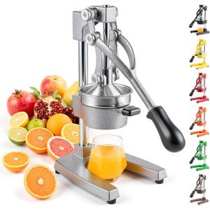 CO-Z Manual Citrus Juicer, Commercial Grade Cast Iron Orange Juicer, Professional Heavy Duty Juice Press with Removable Strainer, Manual Juice Extractor for Orange Lemon Pomegranate Citrus, Gray
