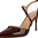 Closed Toe Slingback Heels Wedding High Stiletto Heel for Women 3.3 Inch Ankle Strap Pointed Toe Pumps Prom Dress Bride Shoes for Dinner Party Sexy (Size 8.5, Brown Patent)