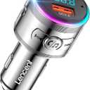 Bluetooth Transmitter for Car, LENCENT Full Metal Bluetooth 5.3 Car Adapter Dual USB Fast Charging 48W(PD 30W & QC3.0 18W), Wireless FM Radio Transmitter with Hi-Fi Music, Hands-Free Calling