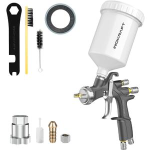 InoKraft D1 LVLP Air Spray Gun Basic Kit, Ease of use, Paint Gun for Cars & House DIY Painting, 1.3mm Nozzle, with Paint Sprayer Accessories