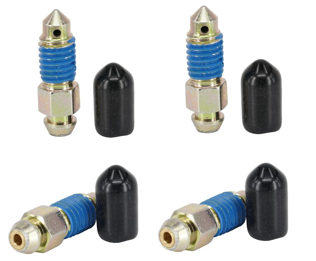 4 PCS Speed Bleeder, Bleeder Valve, Brake Bleeder Screws, Quick Bleeders with Dust Caps M8x1.25-27mm, H9405-4, H9422-4, 105182, 639520