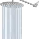 NearMoon Rain Shower Head with 11'' Adjustable Arm, High Pressure Stainless Steel Rainfall Shower, Ultra-Thin Design - Pressure Boosting (8 Inch, Nickel)