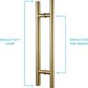 TOGU TG-6012 12 inches Solid Standoffs Heavy-Duty Commercial Grade-304 Stainless Steel Push Pull Door Handle/Barn Door Pull Handle/Glass Pulls, Satin Gold Finish
