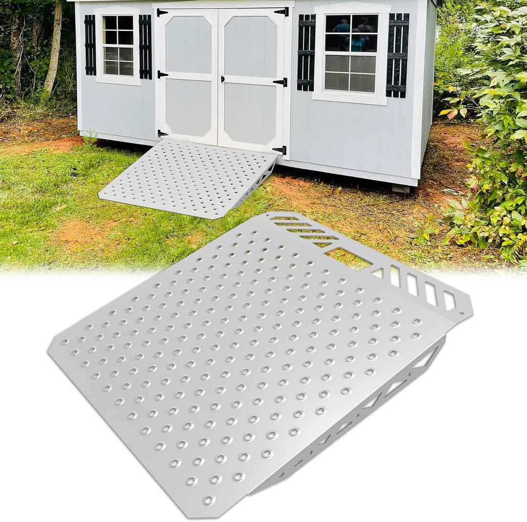Shed Ramps for Riding Mower - 33.2" L x 31.3" W Heavy-Duty Steel (1500 lbs Capacity) - Suitable for Sheds Entrance Garage Threshold Lawn Mowers Wheelchairs Tractor Snow Blower Garden Cart