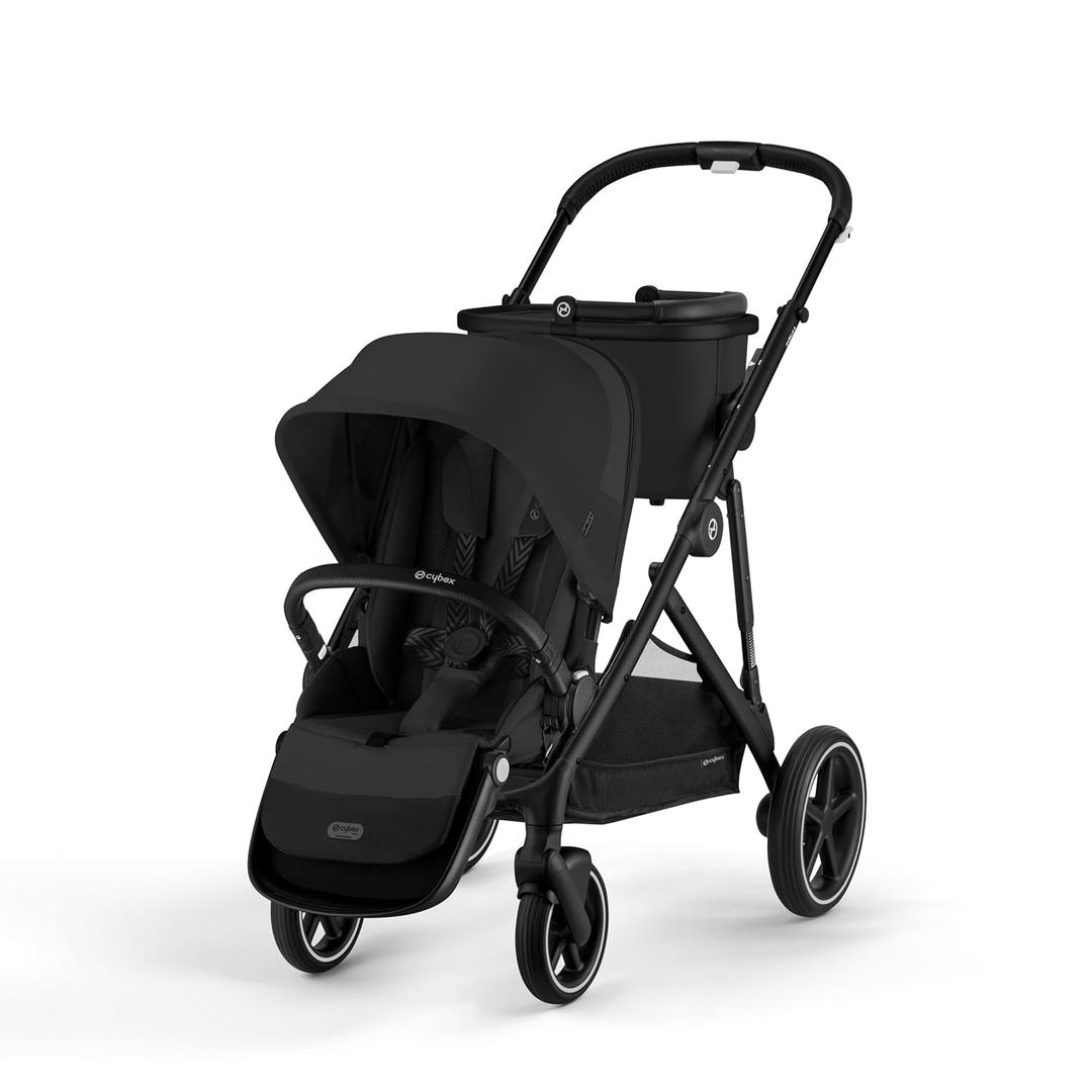 Cybex Gazelle S All-in-One Toddler and Baby Stroller with Over 20 Modular Configurations, Ergonomic Near-Flat Recline, Shopper Basket, and Compact Fold, Moon Black, Black Frame, Manufactured Date: 09/05/2024