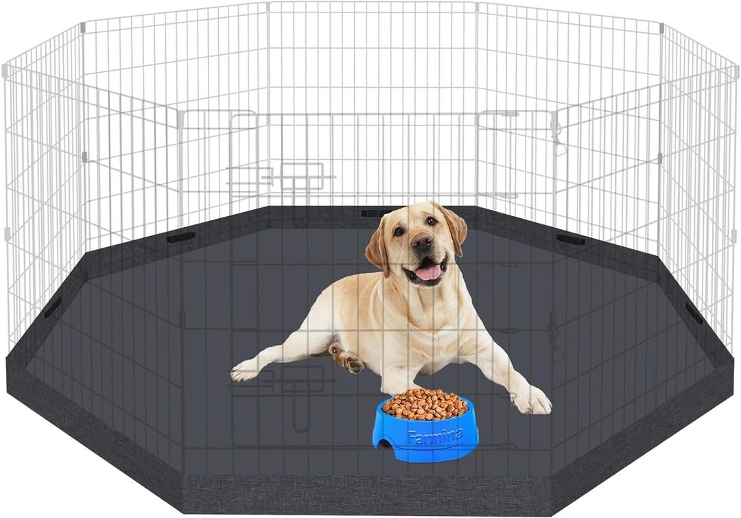 Dog Pet Playpen 8 Panel 24 Inch with Bottom Pad for Small Medium Pets Indoor Outdoor (Black Bottom Pad)